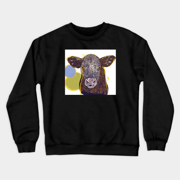 Cow Crewneck Sweatshirt by flywithsparrows